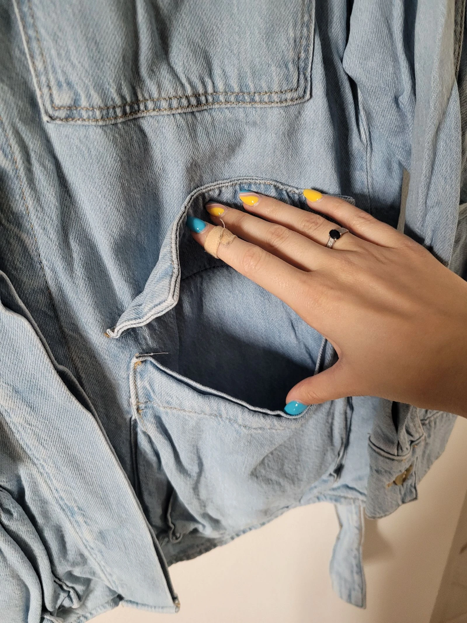 Veste jeans Zara azul claro com cinto – Tamanho G – photo 3